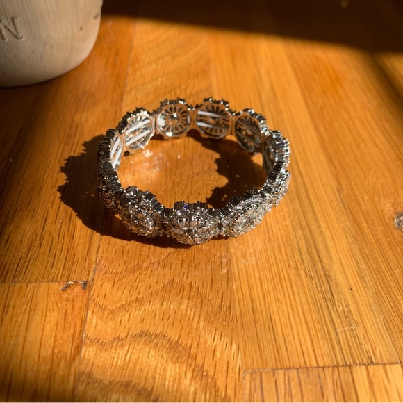 Super Sparkly Silver Cuff Bracelet CZ Pave Talbots Jewelry - Picture 4 of 13